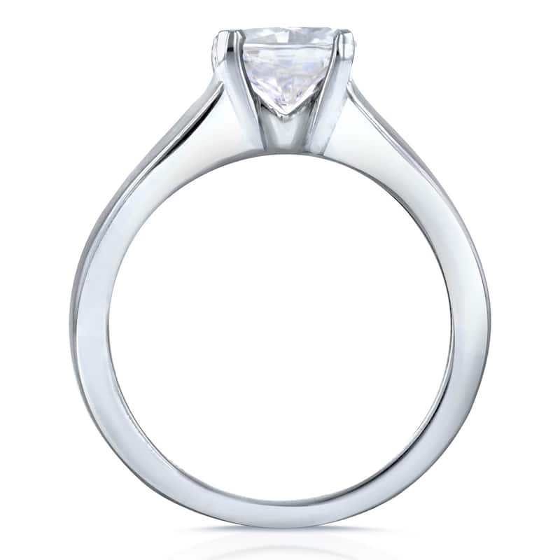 Annello by Kobelli 14k White Gold 1 2/5ct TGW Cushion Cut Moissanite Solitaire and Diamond Double Band (GH/VS, GH/I)