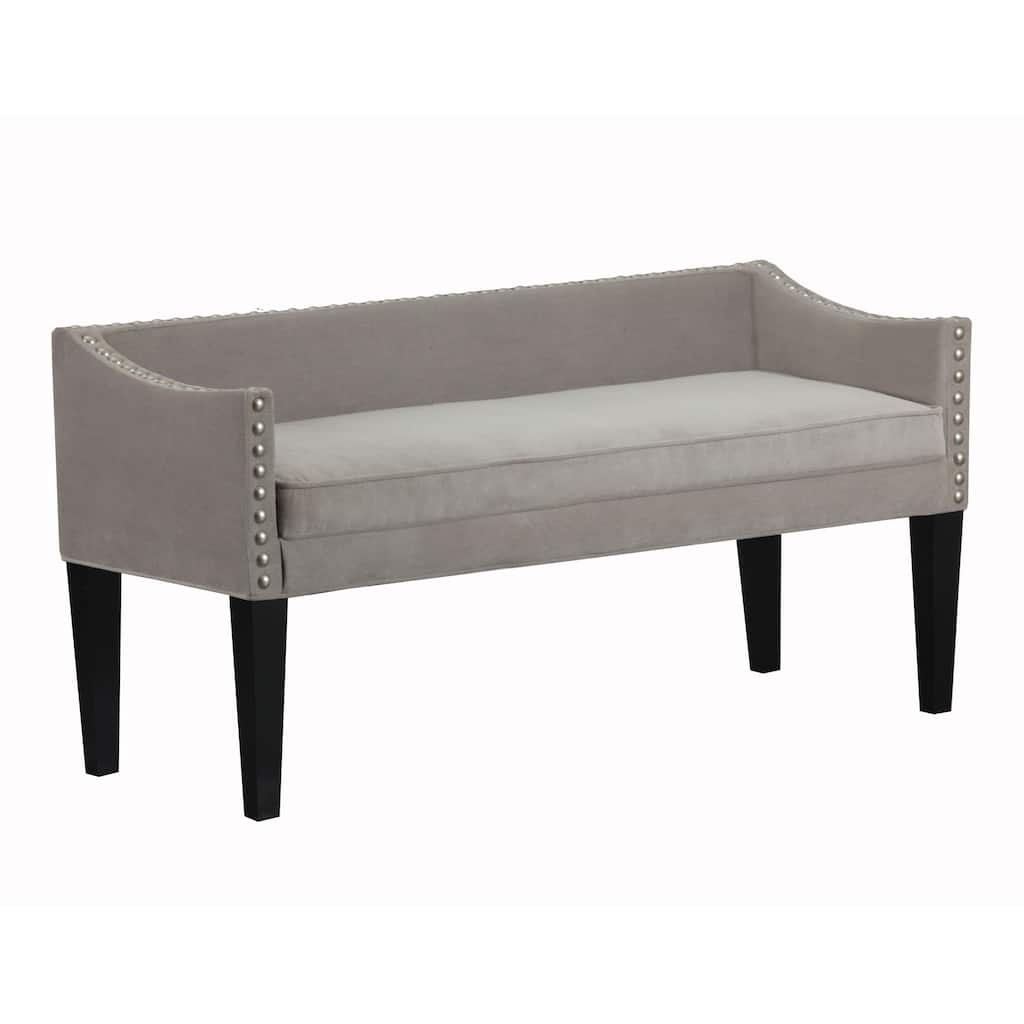Whitney Long Upholstered Nailhead-trim Settee Bench