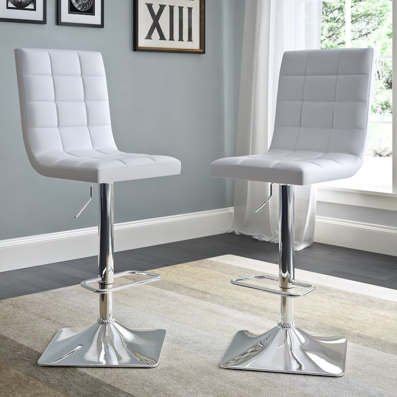 Xavier Adjustable Barstools with Swivel Seat (Set of 2)