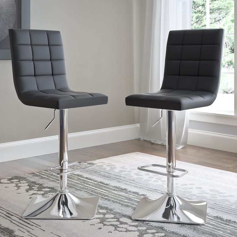 Xavier Adjustable Barstools with Swivel Seat (Set of 2)