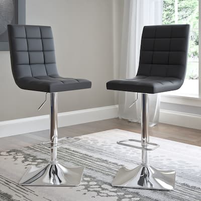 Xavier Adjustable Barstools with Swivel Seat (Set of 2)