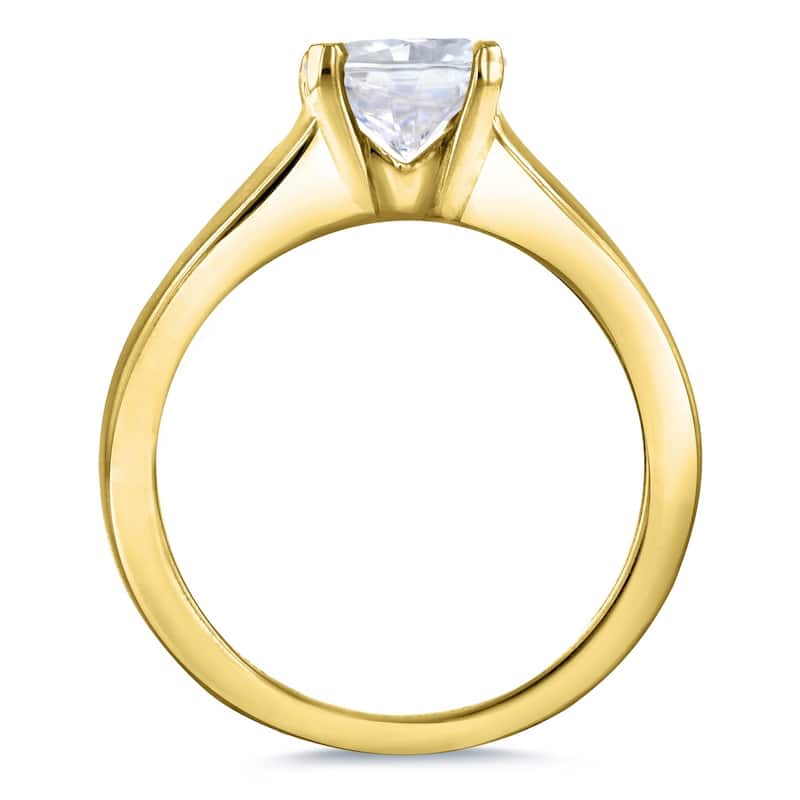 Annello by Kobelli 14k Yellow Gold 1 2/5ct TGW Cushion Cut Moissanite Solitaire and Diamond Double Band (GH/VS, GH/I)
