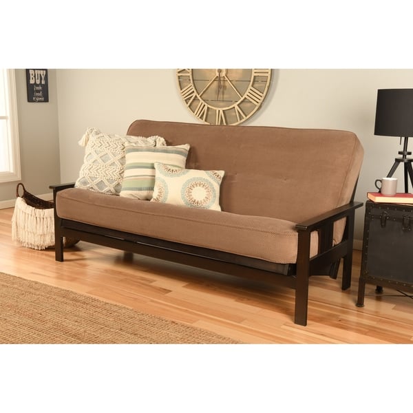 Porch & Den DeSoto Espresso Hardwood Futon Set with Mattress Bed Bath