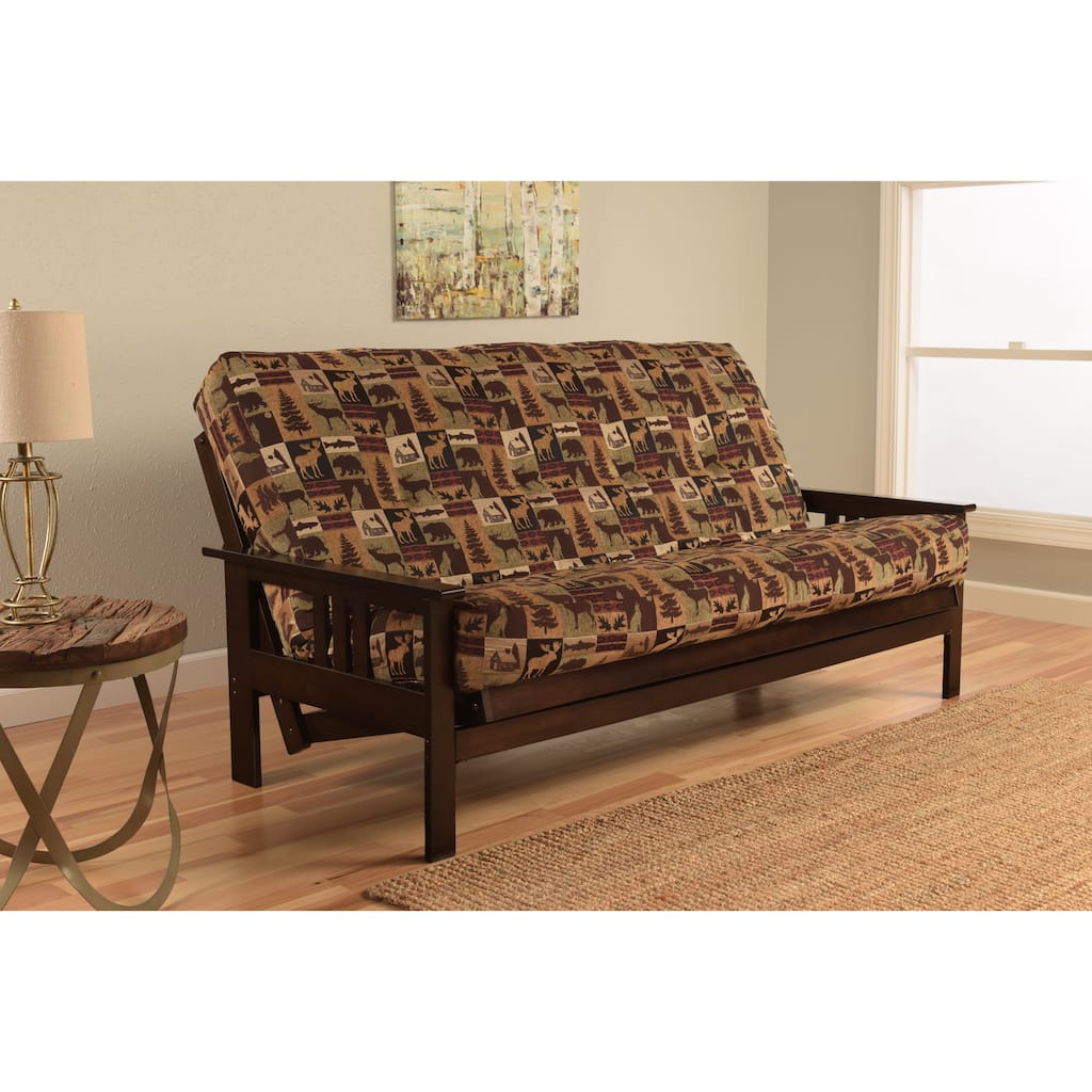 Somette Beli Mont Espresso Finish Futon Set With Fairbanks Evergreen Mattress