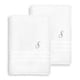 preview thumbnail 3 of 27, Authentic Hotel and Spa Omni Turkish Cotton Terry Set of 2 White Bath Towels with Grey Script Monogrammed Initial