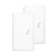 preview thumbnail 1 of 1, Authentic Hotel and Spa Omni Turkish Cotton Terry Set of 2 White Hand Towels with Grey Script Monogrammed Initial