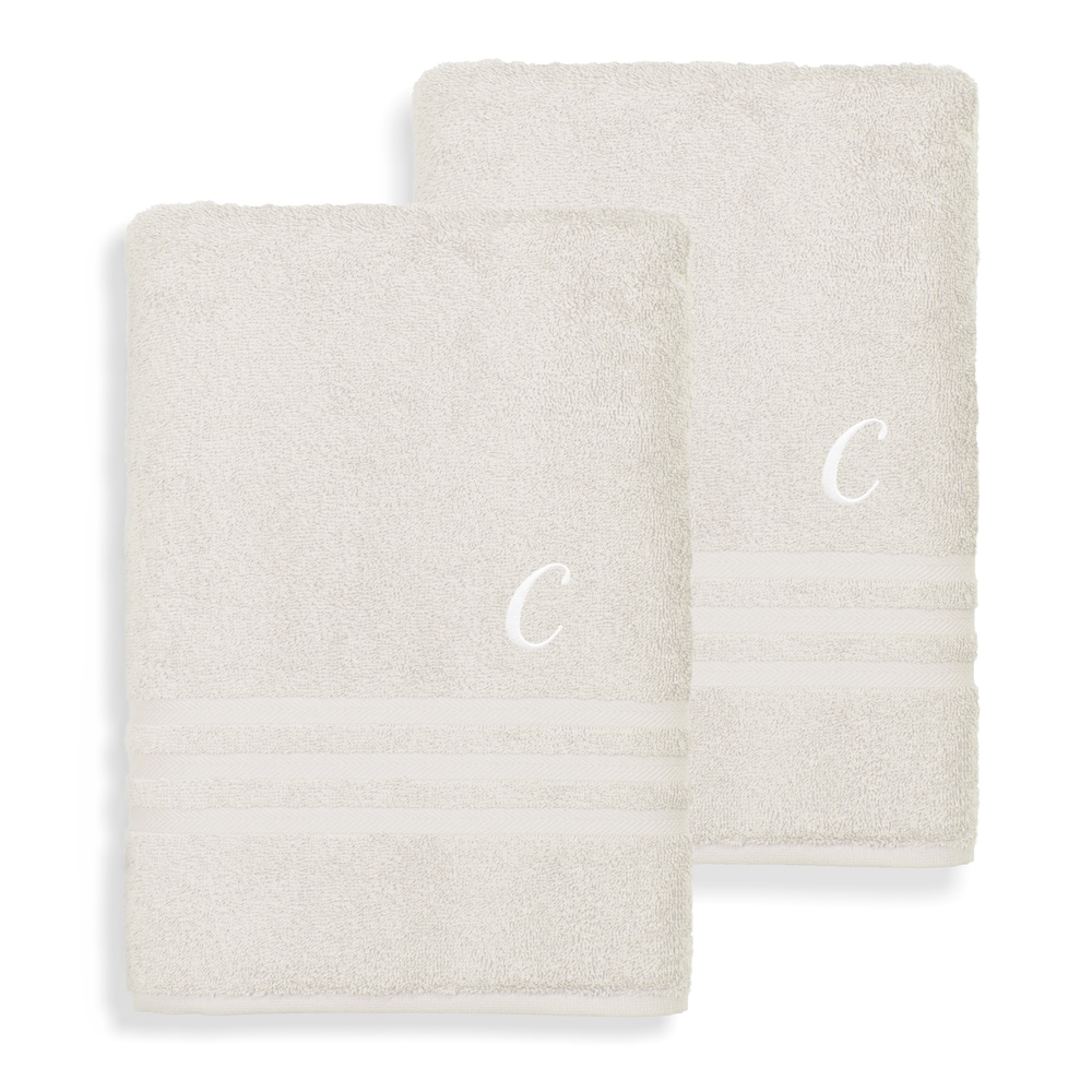 Creative Scents M - Cotton velour monogram towel - Ivory - The