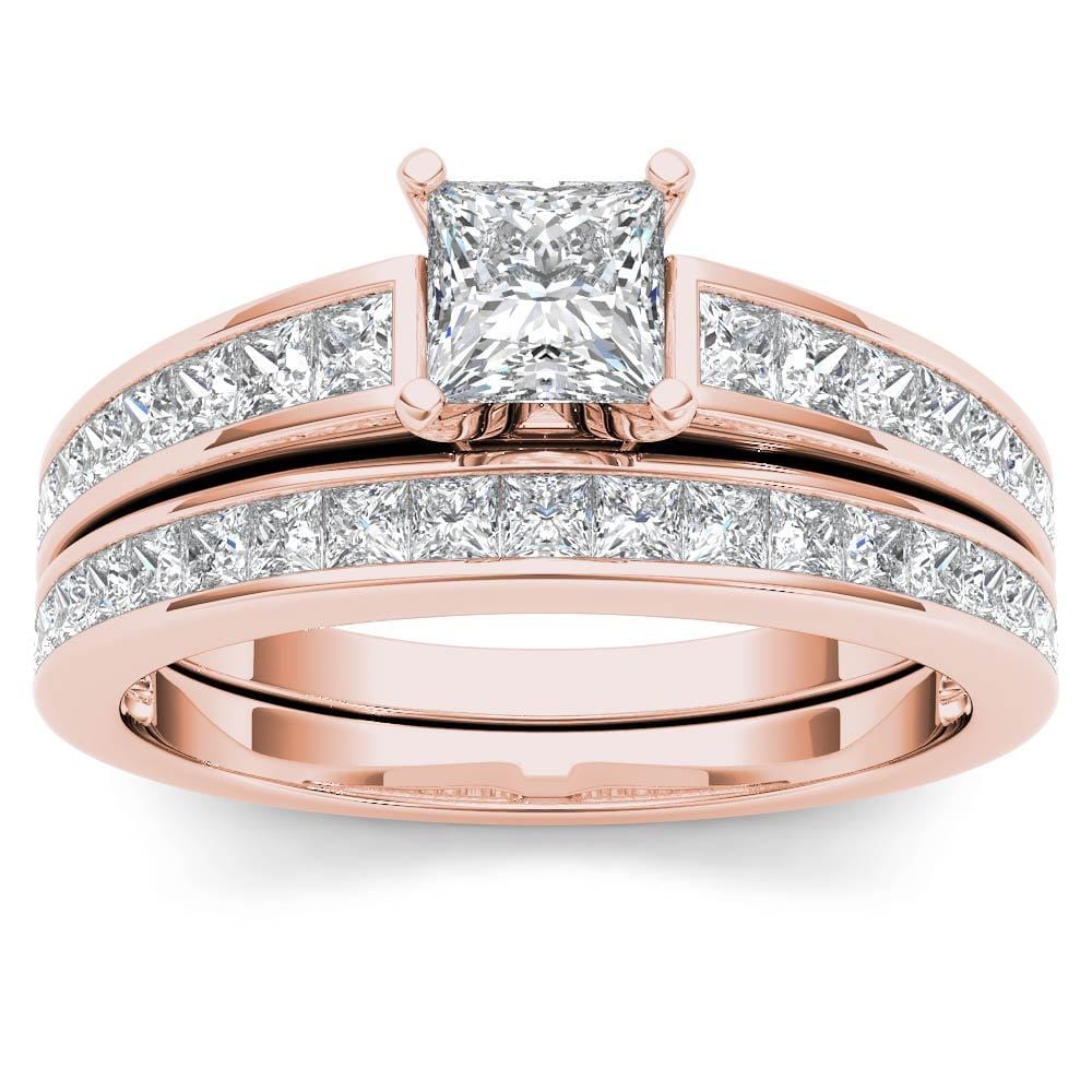 princess cut diamond rose gold band