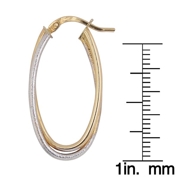 14k Two tone Double Oval Hoop Earrings