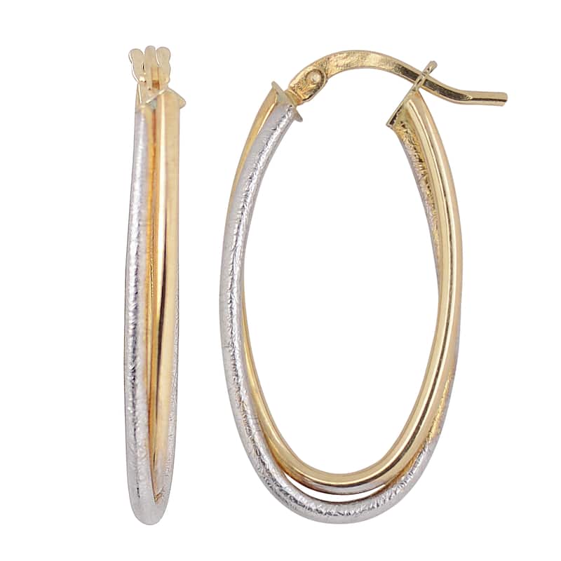Fremada Italian 14k Two-tone Gold Double Oval Hoop Earrings
