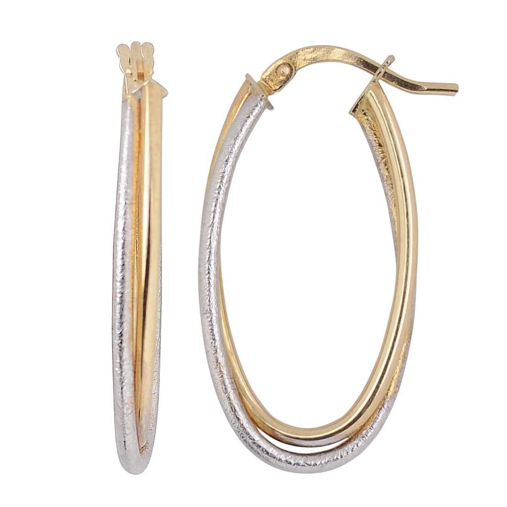 Fremada Italian 14k Two-tone Gold Double Oval Hoop Earrings