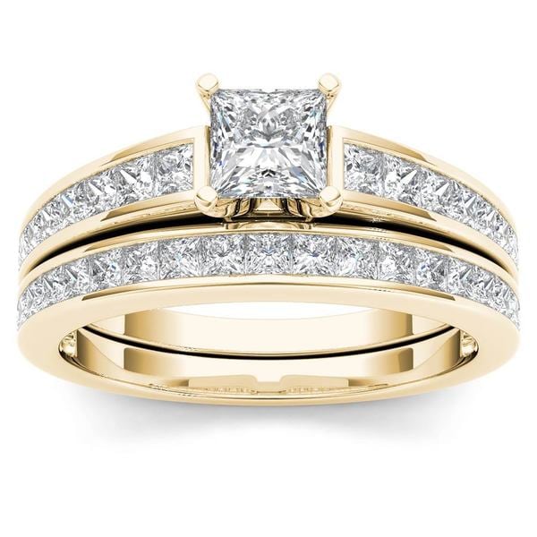 Princess cut diamond engagement rings yellow gold 14k