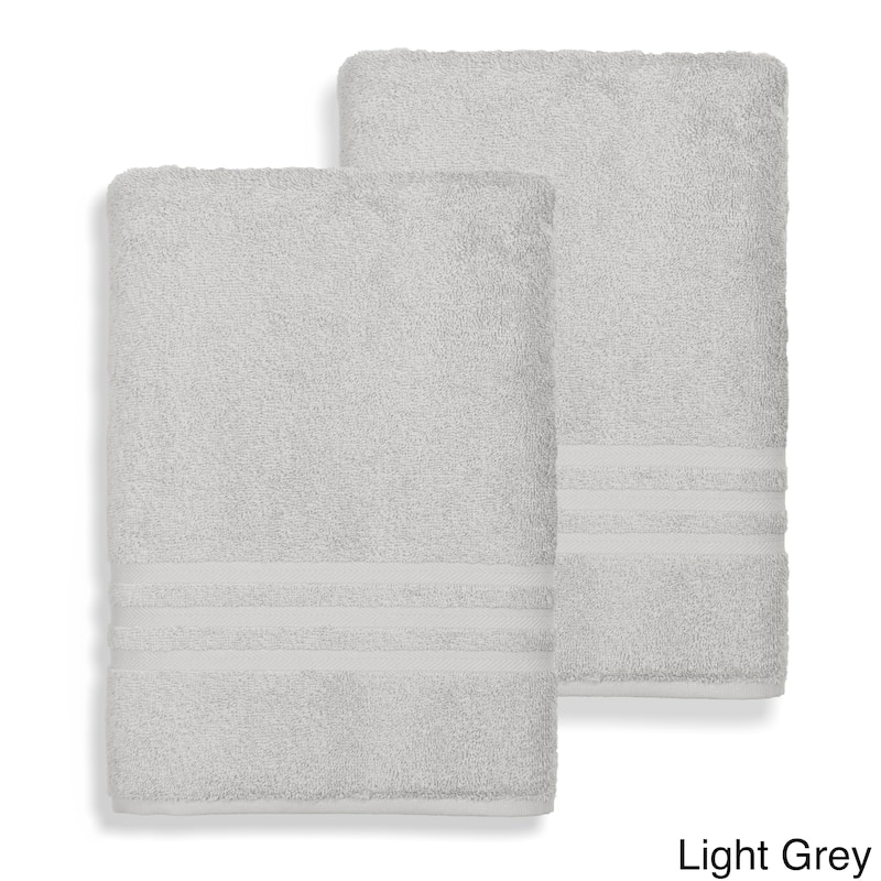 Authentic Hotel and Spa Omni Turkish Cotton Terry Oversized Bath Sheet Towels (Set of 2) - Light Grey