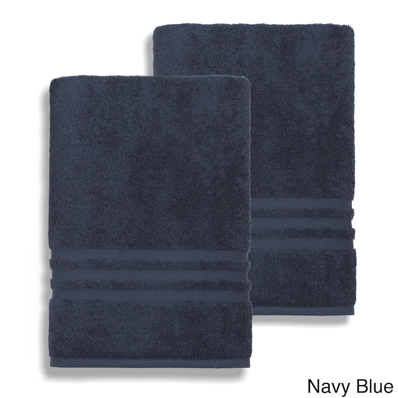 Authentic Hotel and Spa Omni Turkish Cotton Terry Oversized Bath Sheet Towels (Set of 2) - Navy Blue