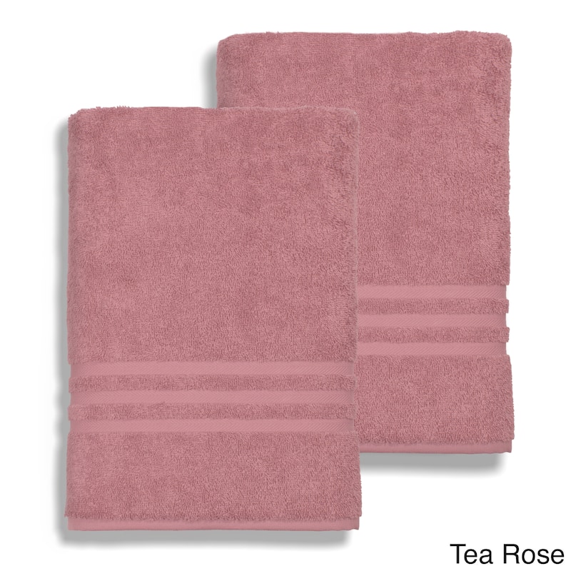 Authentic Hotel and Spa Omni Turkish Cotton Terry Oversized Bath Sheet Towels (Set of 2) - Tea Rose