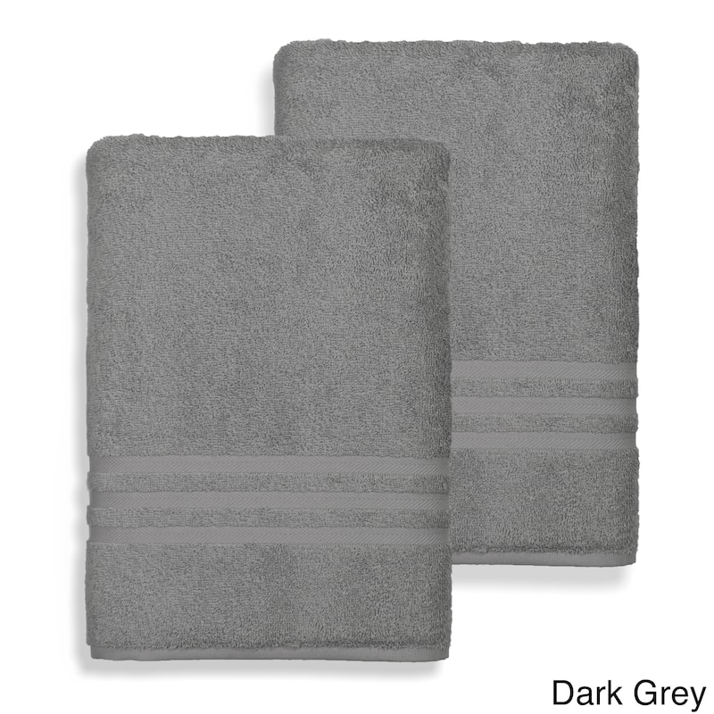 Authentic Hotel and Spa Omni Turkish Cotton Terry Oversized Bath Sheet Towels (Set of 2) - Dark Grey