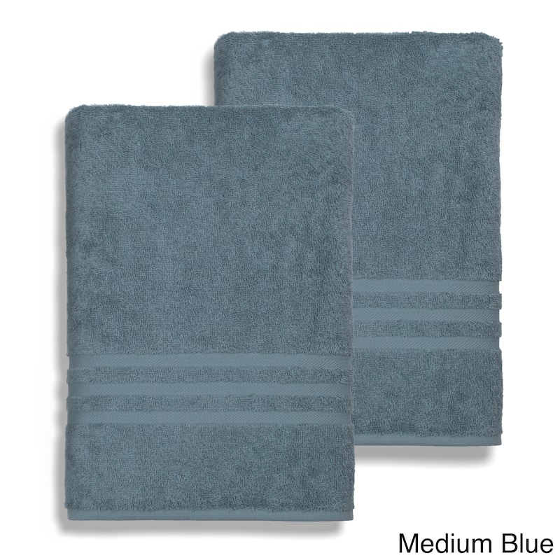 Authentic Hotel and Spa Omni Turkish Cotton Terry Oversized Bath Sheet Towels (Set of 2) - Medium Blue