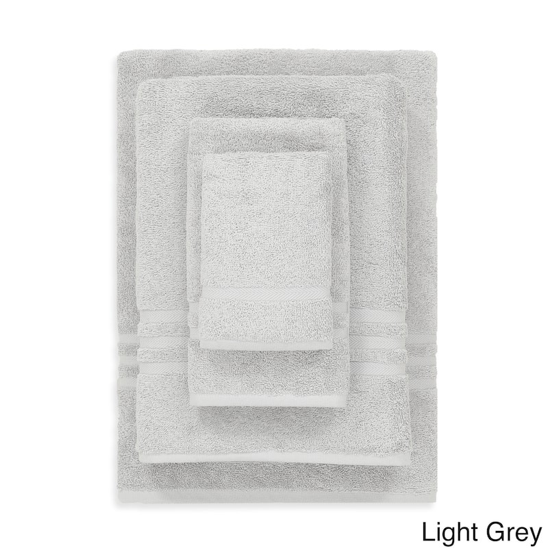 Authentic Hotel and Spa Omni Turkish Cotton 4-piece Terry Bath Towel Set - Light Grey