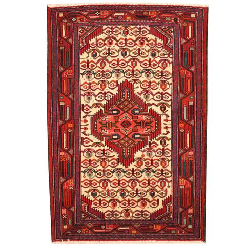 HERAT ORIENTAL Persian Hand-knotted Tribal Geometric Hamadan Wool Rug - 2'7 x 3'10