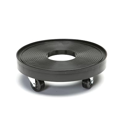 Black Plastic 12-inch Plant Dolly with Hole