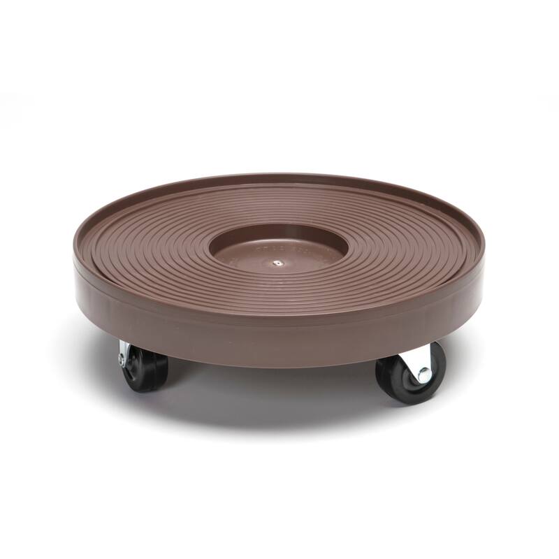 DeVault Enterprises - Espresso HDPE 12-inch Plant Dolly - Steel Casters w/Rubber Wheels -Holds 500 lbs.