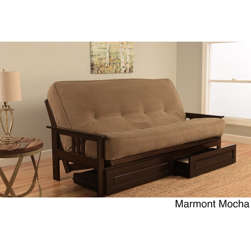 Somette Beli Mont Espresso Finish Hardwood Storage Drawer Futon Set - Marmont Mocha