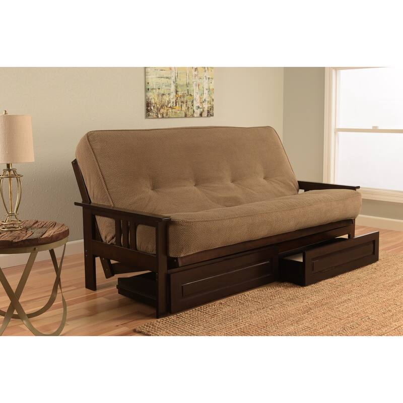Somette Beli Mont Espresso Finish Hardwood Storage Drawer Futon Set