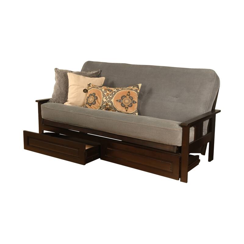 Somette Beli Mont Espresso Finish Hardwood Storage Drawer Futon Set
