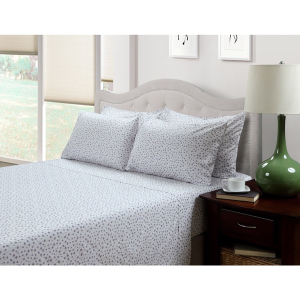 214 West Ditsy Floral Lily Lavender 300 Thread Count Cotton Blend Sheet Set