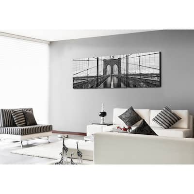 Furinno SENIK 'Brooklyn Bridge' MDF 72-inch x 24-inch 3-panel Framed Photography Triptych Print - Green