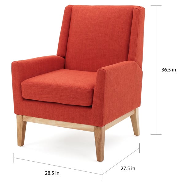 dimension image slide 2 of 6, Aurla Mid-century Upholstered Accent Chair by Christopher Knight Home - 27.50" L x 28.50" W x 36.50" H