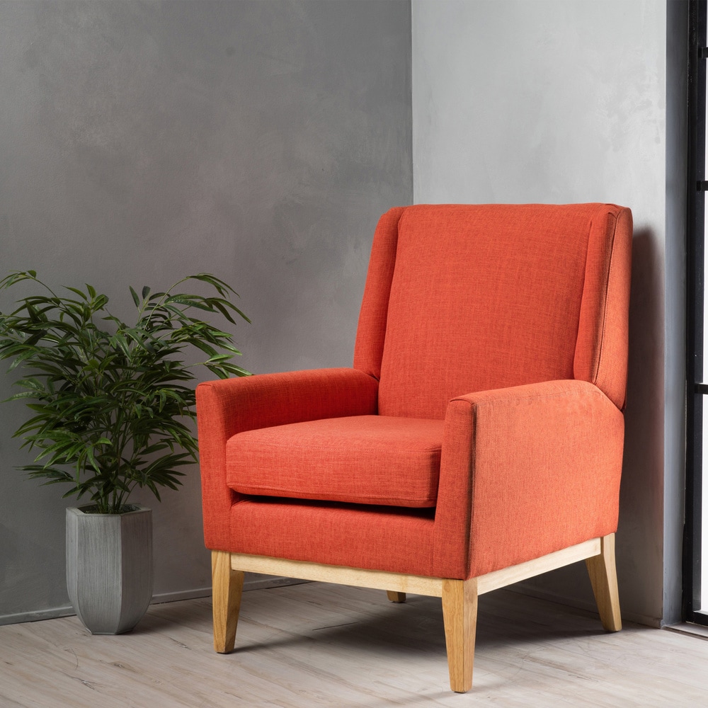 orange fabric accent chair