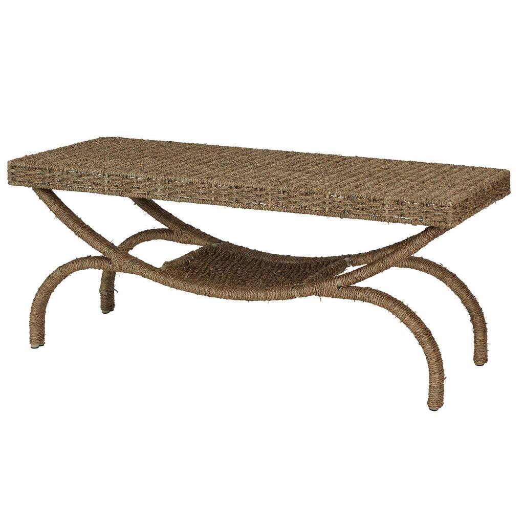 Household Essentials Tan Seagrass Wicker Arch-leg Coffee Table