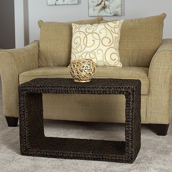 Shop Water Hyacinth Espresso Resin Wicker Coffee Table ...