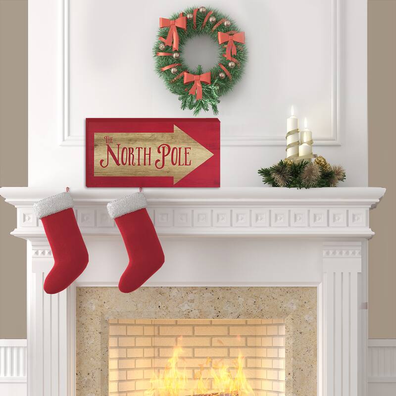 Stratton Home Decor 'North Pole' Wood Wall Art - Overstock - 12861323