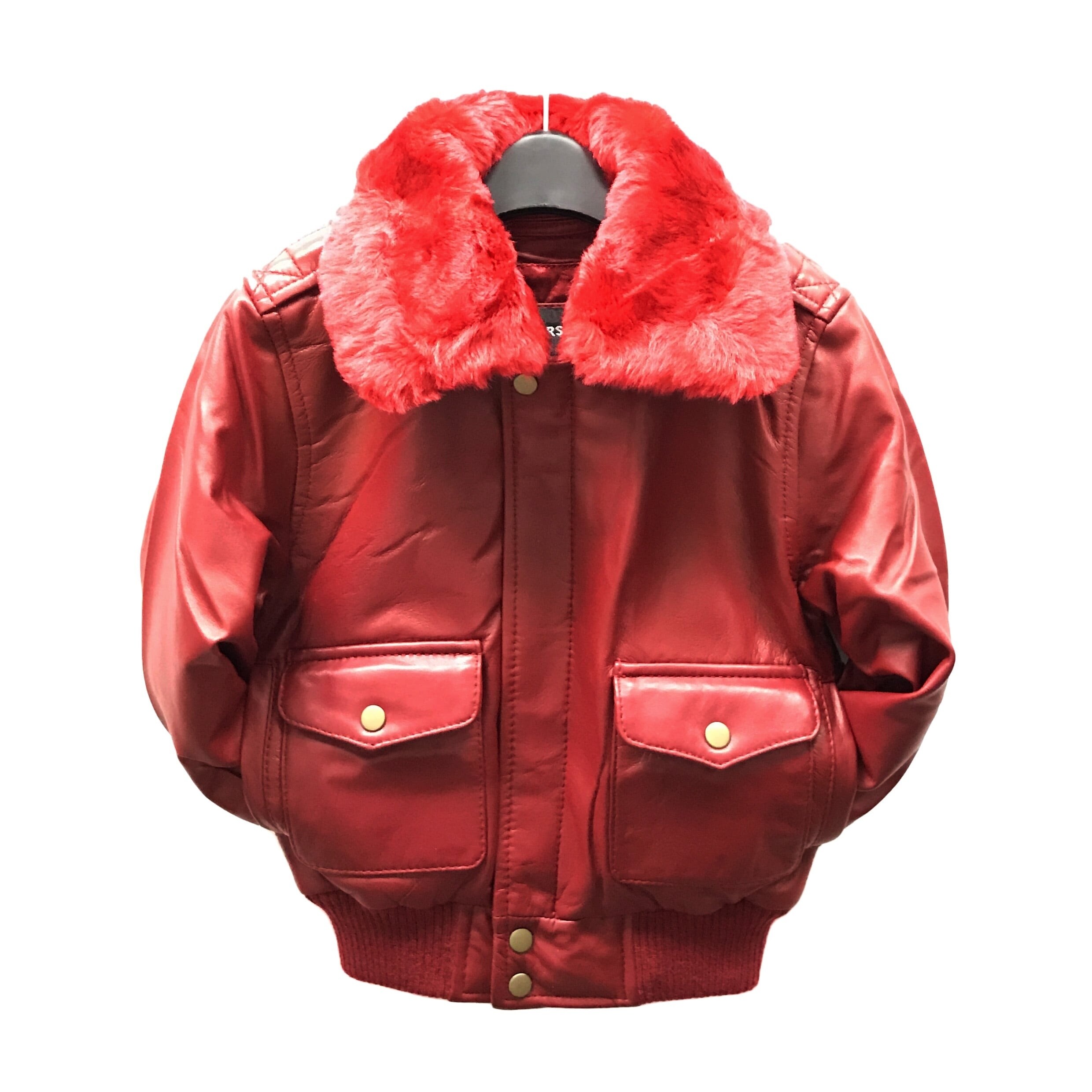Shop Maverick Kid's Red Leather Pilot Bomber Jacket - Free Shipping Today - Overstock.com - 12861541