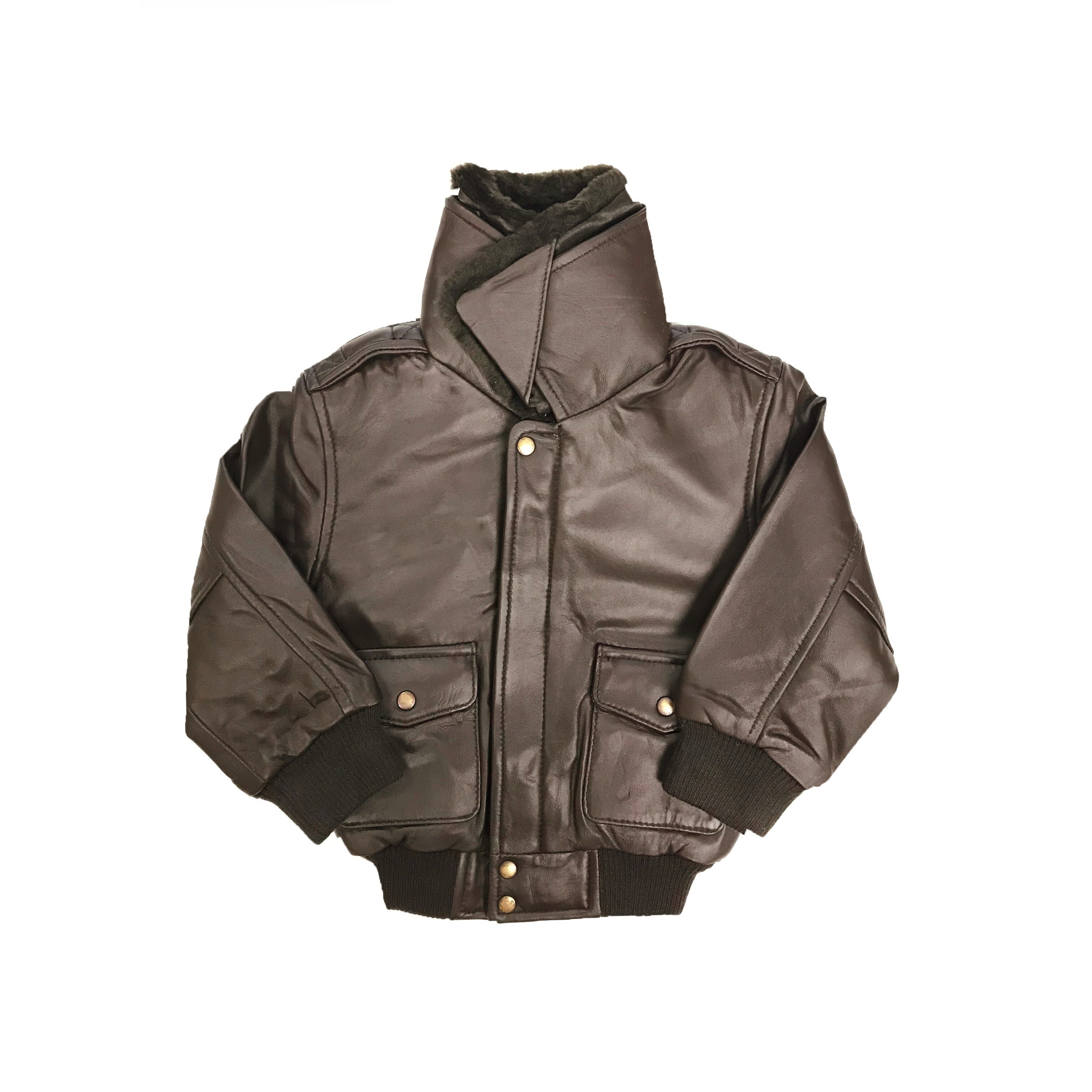 Shop Brown Kid S Genuine Leather Pilot Jacket Overstock