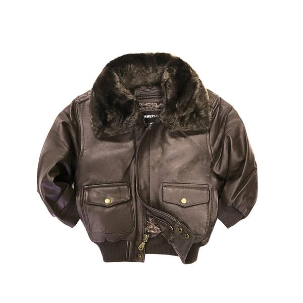 Shop Brown Kid S Genuine Leather Pilot Jacket Overstock