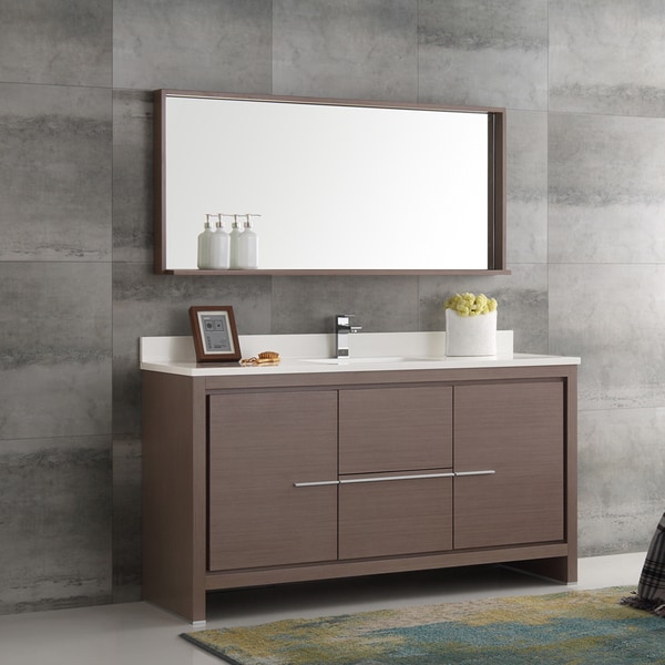 Fresca Allier Gray Oak 60-inch Modern Single-sink Bathroom Vanity With Mirror