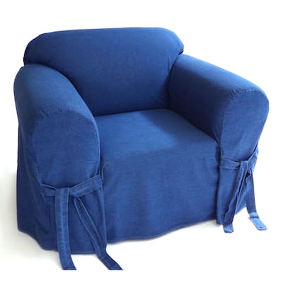 Classic Slipcovers Blue Authentic Denim 12-ounce 1-piece Chair Slipcover - N/A