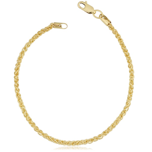 Fremada 14k Yellow Gold Filled 2.5-mm Round Wheat Chain Bracelet (7.5 or 8.5 inches)