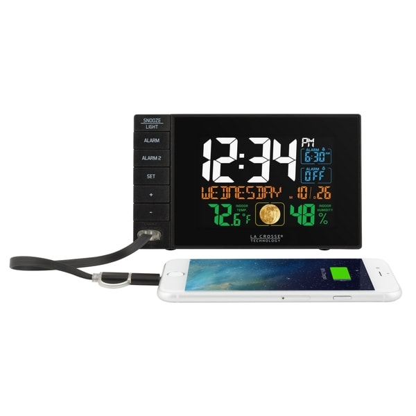 La Crosse Technology C87207 Color Dual Alarm Clock with USB Charging Port