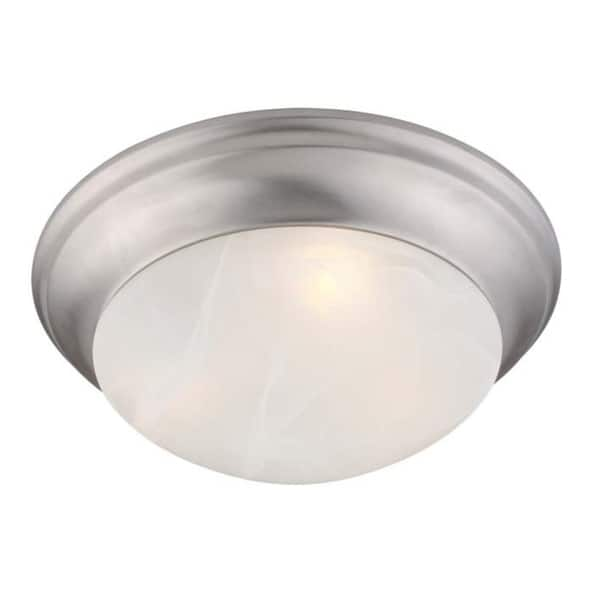 Omega Brushed Nickel Alabaster Glass Contemporary Flush Ceiling Mount