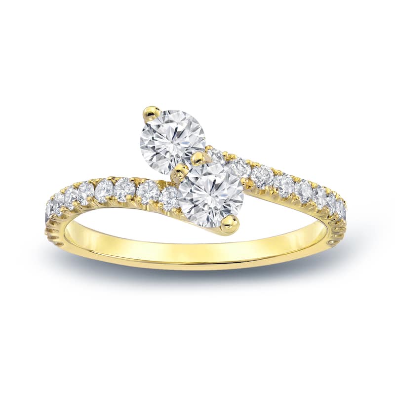 Auriya 1ct TDW Round Two Stone Diamond Engagement Ring 14k Gold
