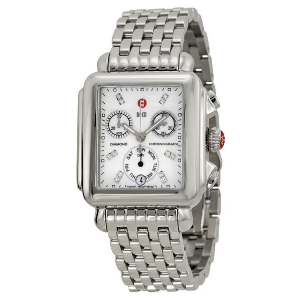 Michele Women's MWW06P000014 'Deco' Chronograph Diamond Stainless Steel Watch