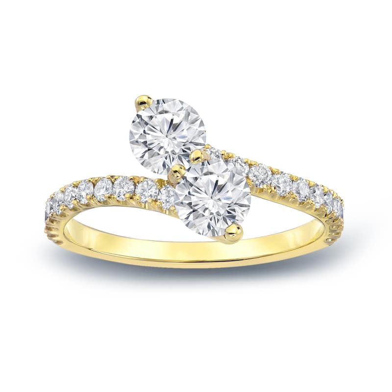 Auriya 1 1/2ct TDW Round Two Stone Diamond Engagement Ring 14k Gold (H-I, SI1-SI2)