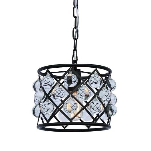 Cassiel Crystal Drum Mini Chandelier, Black (Cassiel Drum Mini Chandelier) - Chandeliers For Bedrooms by Overstock.com