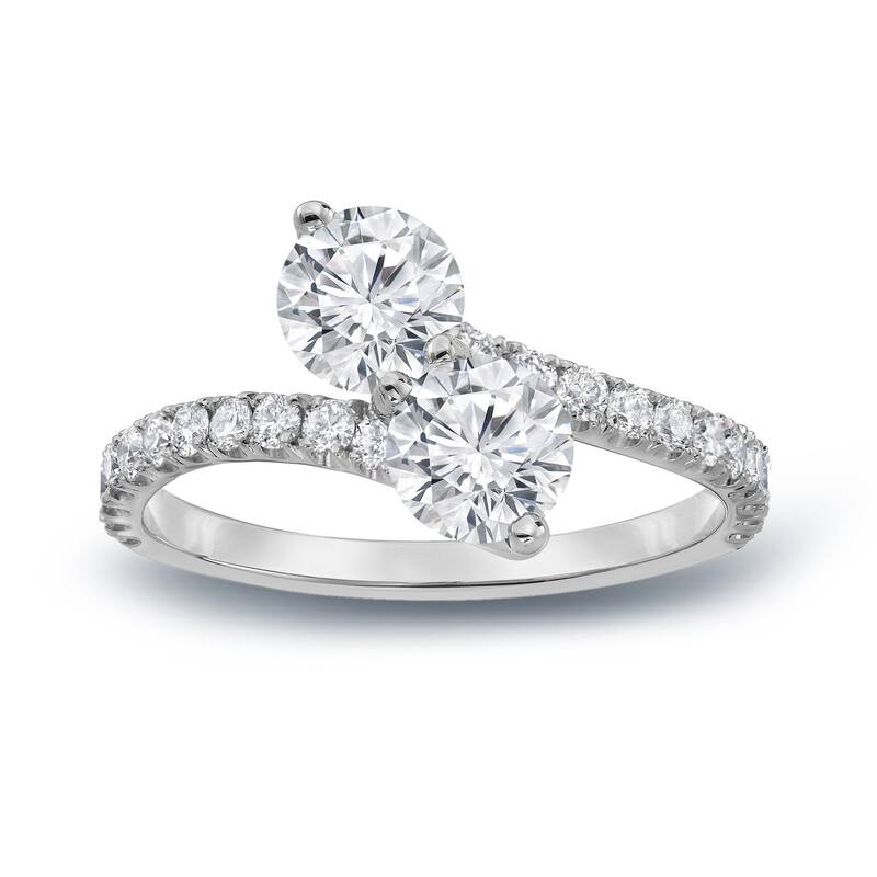 Auriya 2ct TDW Round Two Stone Diamond Engagement Ring 14k Gold (H-I, SI1-SI2) - 4 - White