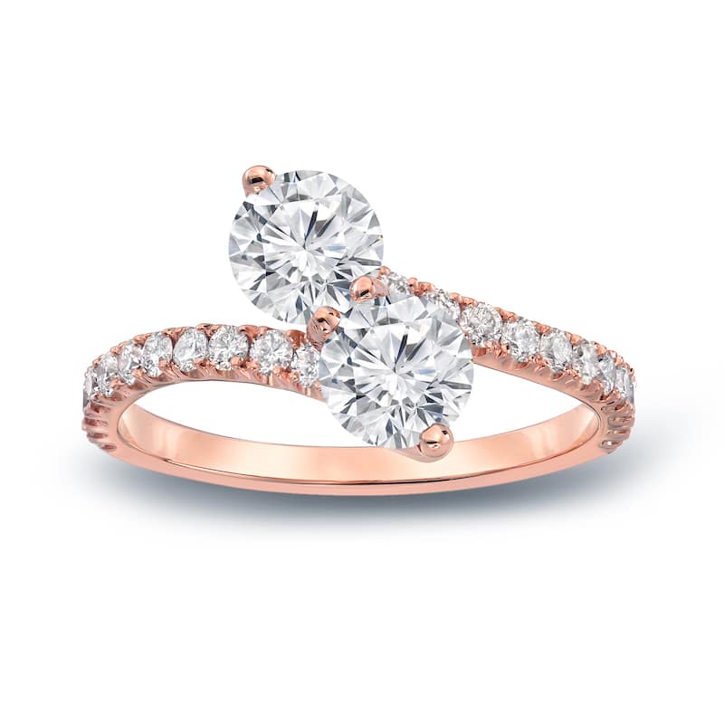 Auriya 2ct TDW Round Two Stone Diamond Engagement Ring 14k Gold (H-I, SI1-SI2)