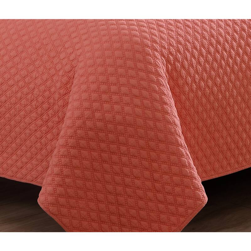 Copper Grove Verbena Diamond Stitch Cotton Quilt Set
